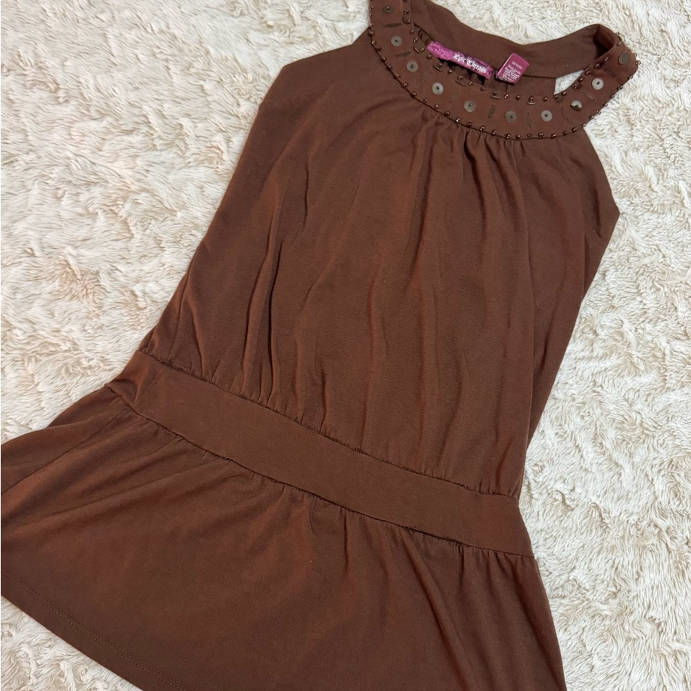 Vintage Brown babydoll top with sequin details